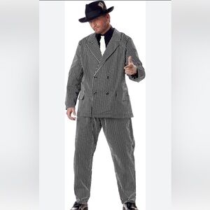 California Costumes GANGSTER COSTUME double breasted XL Black White striped suit